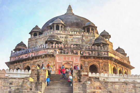 Impressive red sandstone mausoleum in Sasaram