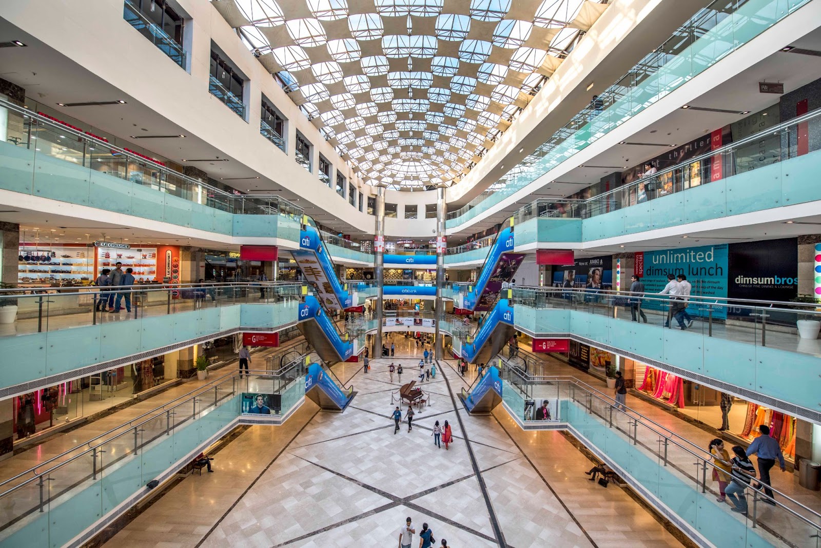 Shoppers inside Ambience Mall, Gurugram