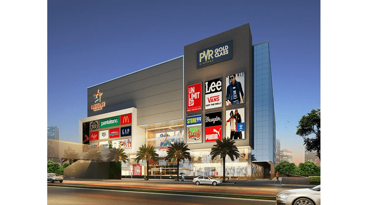 Modern shopping complex with entertainment zone