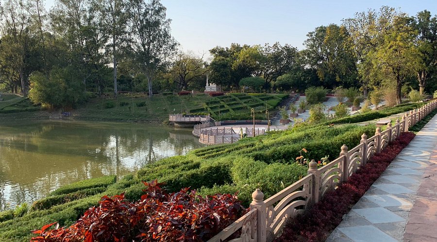 Peaceful bamboo grove monastery in Rajgir
