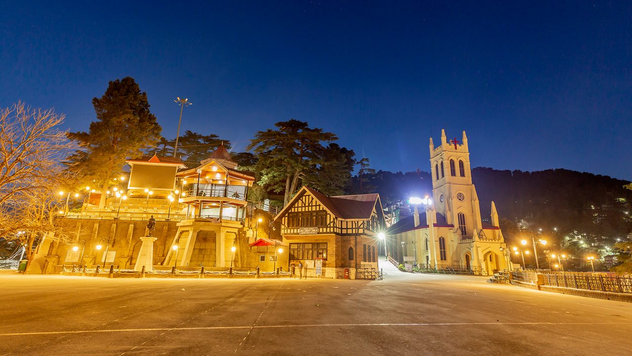 Illuminated Christ Church on The Ridge.