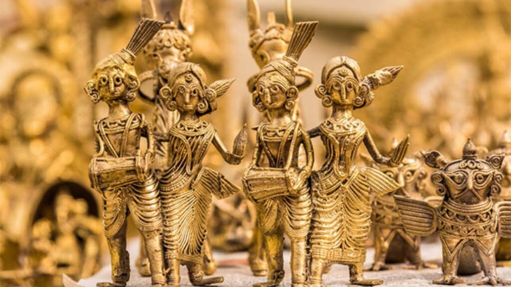 Tribal Dhokra metal elephant figurine crafted using lost-wax technique