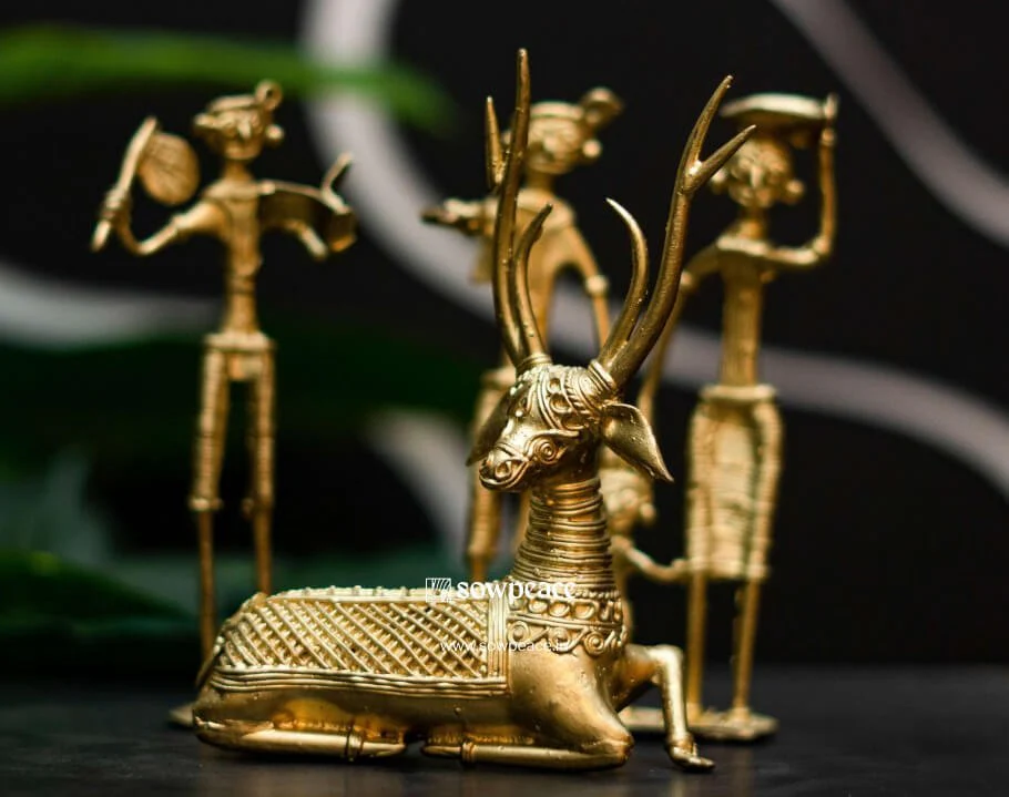 Handmade Dokra metal crafts, showcasing tribal art from Telangana.