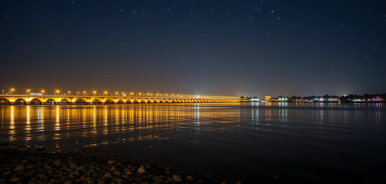 Scenic sunset views at Ganga Barrage, a top place to visit in Kanpur.