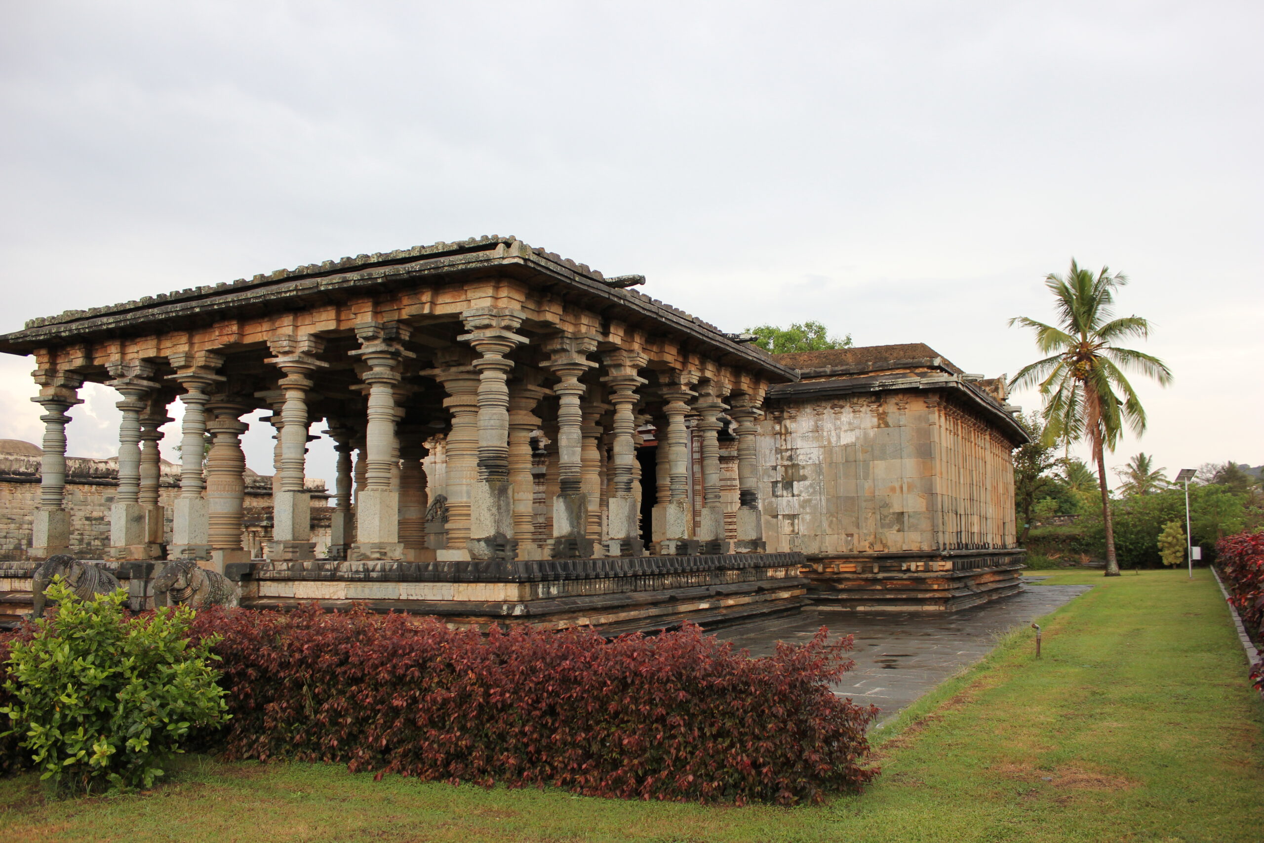 Ancient Jain Basadi temple structures in Halebidu