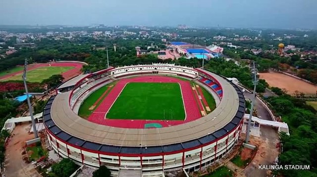 Modern Kalinga Stadium hosting sports events in Bhubaneswar.