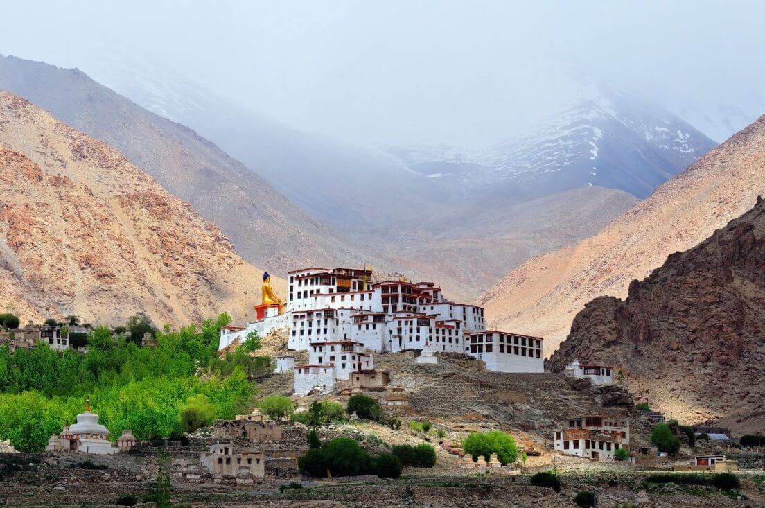 Likir Monastery golden Buddha statue