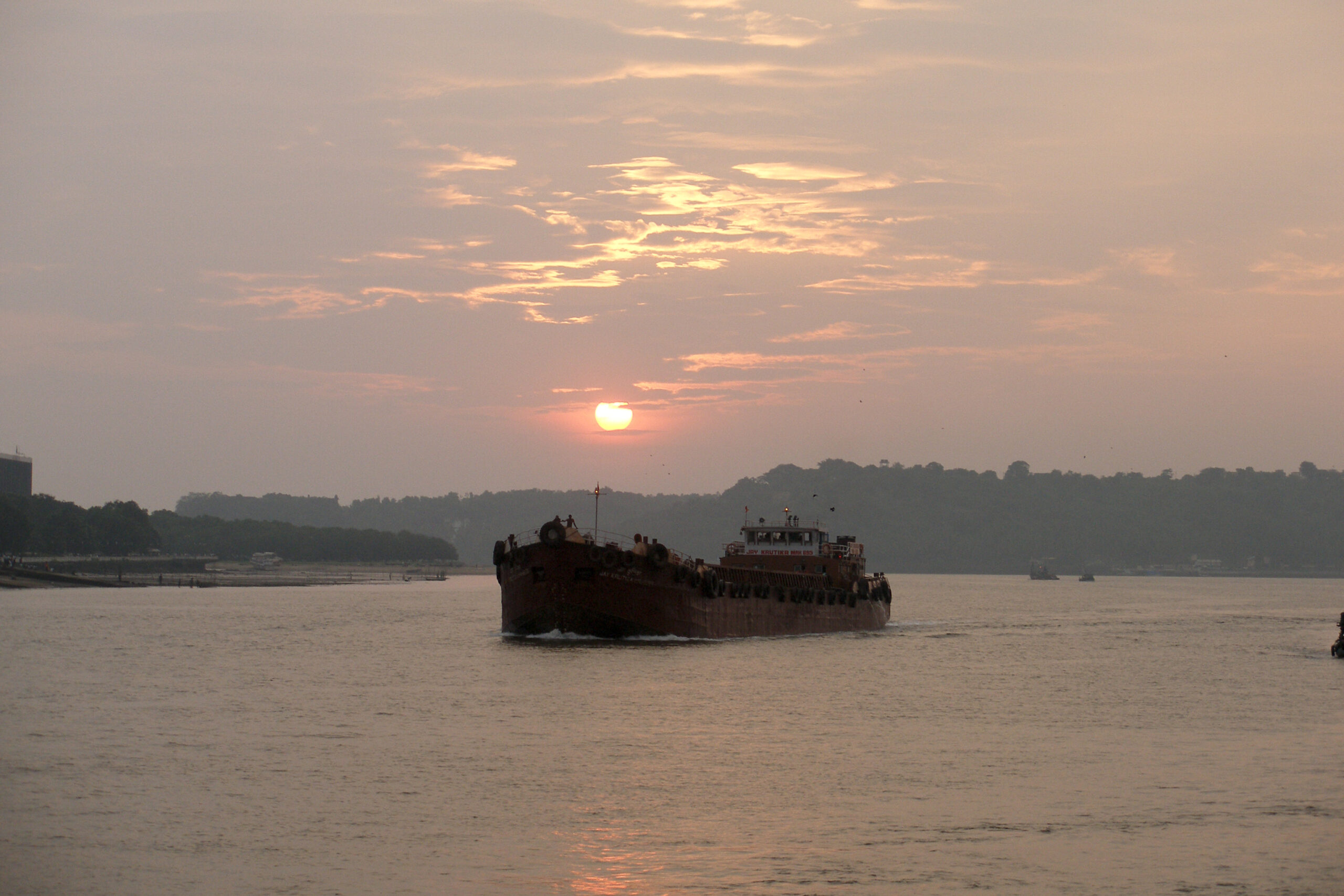Panaji riverfront with boats on the Mandovi River