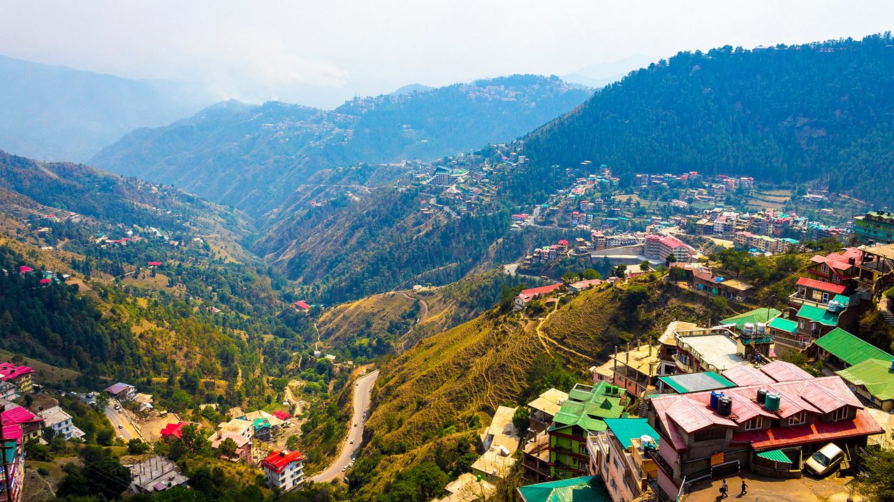 Green hills and cottages in the quiet town of Mashobra