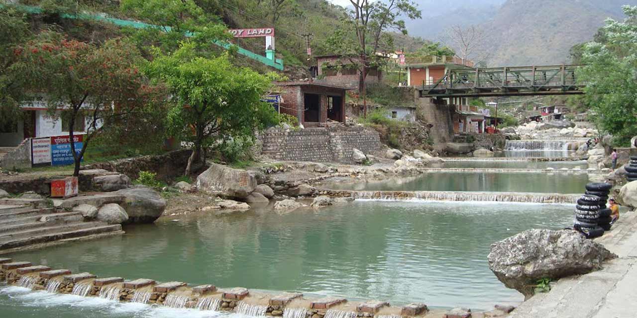 Famous waterfall and sulphur spring in Dehradun.