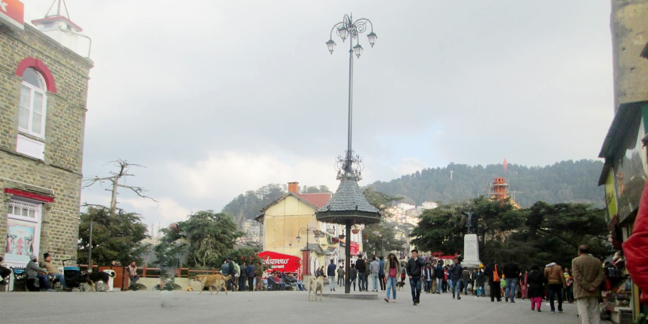 Tourists at Scandal Point Shimla.