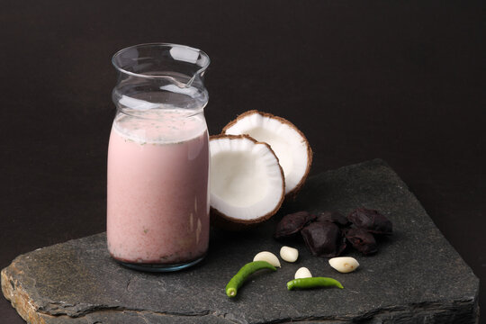 Refreshing Solkadhi, a creamy coconut-kokum drink from Ratnagiri’s Malvani cuisine."