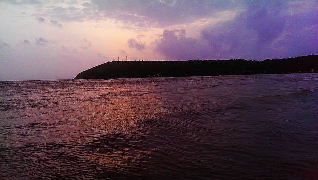 Breathtaking sunset view from Ratnadurg Fort in Ratnagiri, overlooking the Arabian Sea.