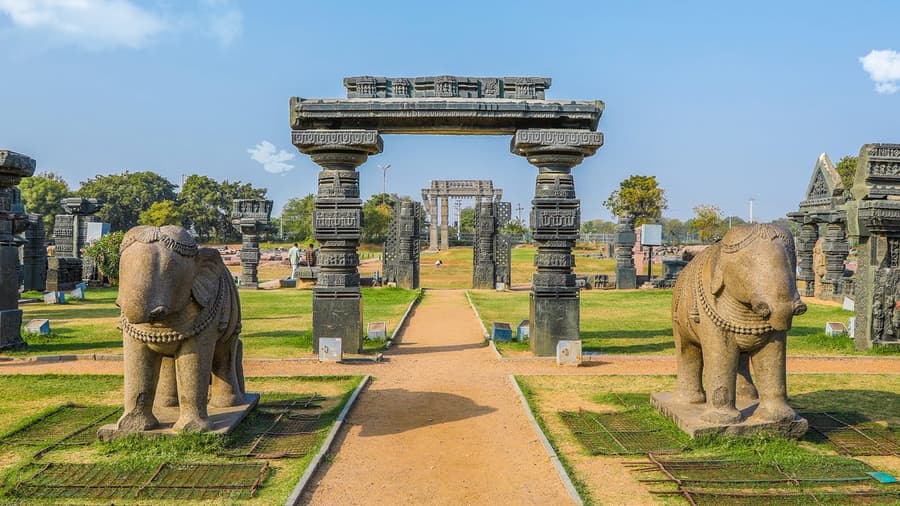 Historic ruins of Warangal Fort, a testament to Kakatiya dynasty’s glory.