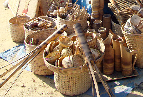 Various kinds of bamboo and cane products.