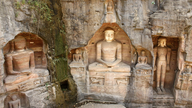 Ancient Jain rock-cut sculptures at Gopachal Parvat, a unique place to visit in Gwalior.
