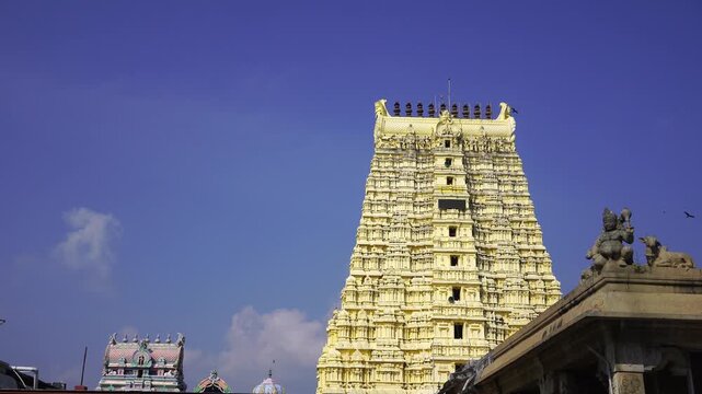 The long, ornate corridors of the Ramanathaswamy Temple at Rameswaram, a renowned pilgrimage site and one of South India's Best Temples.