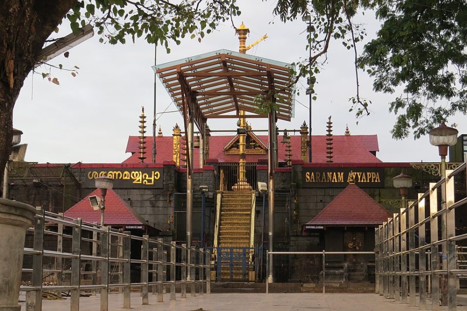 Devotees on the forest path leading to the hilltop Sabarimala Ayyappa Temple during the pilgrimage season.