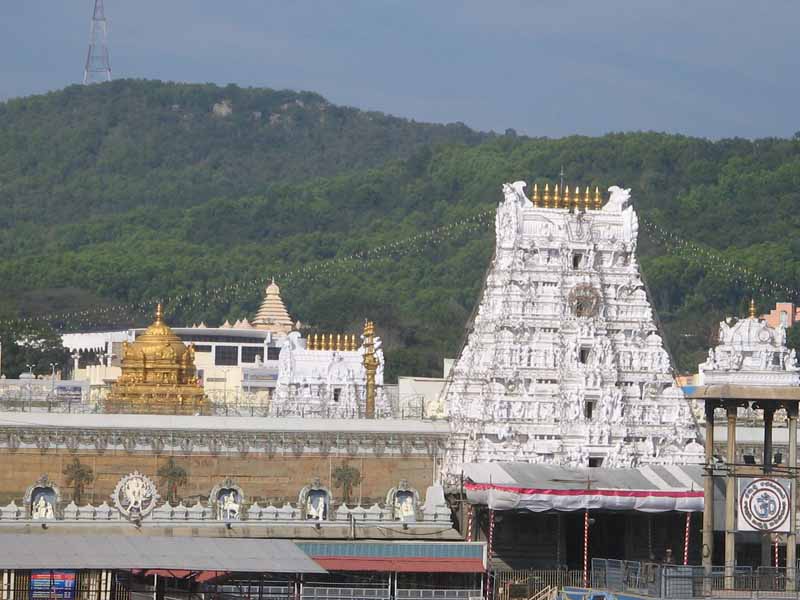 The golden gopuram of the Tirumala Venkateswara Temple in Tirupati, a hugely revered and wealthy destination in South India's Best Temples.