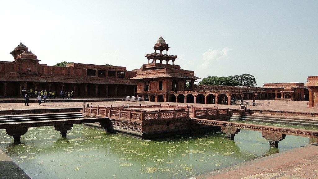 This is a watertank surrounded by beautiful structures