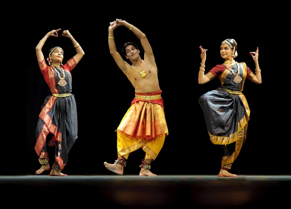 Dancer performing the classical Indian dance of Bharatanatyam.