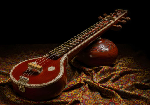 A musician performing a traditional Carnatic music concert in a cultural setting in Rameshwaram.