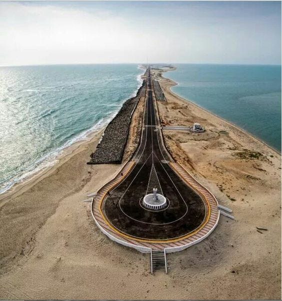 The serene and hauntingly beautiful view of the Dhanushkodi beach in Rameshwaram.