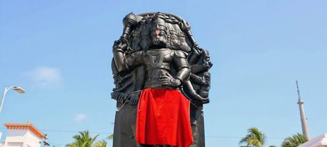 The unique idol of the five-faced Hanuman, a significant devotional place to visit in Rameshwaram.