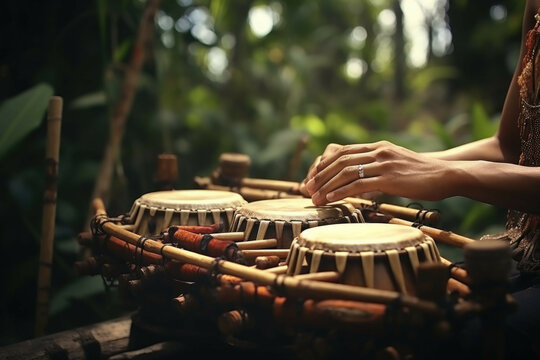 Group of local artists performing traditional Tamil folk music.
