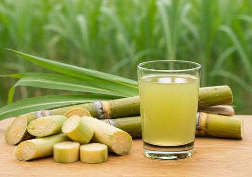A glass of fresh sugarcane juice.
