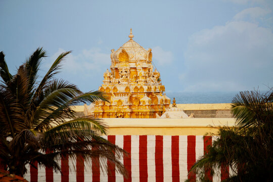 Ancient Kumari Amman Temple Kanyakumari, a sacred shrine dedicated to the goddess Devi Kanya.