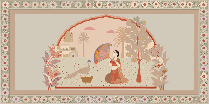 An artist meticulously working on a detailed Rajasthani miniature painting.