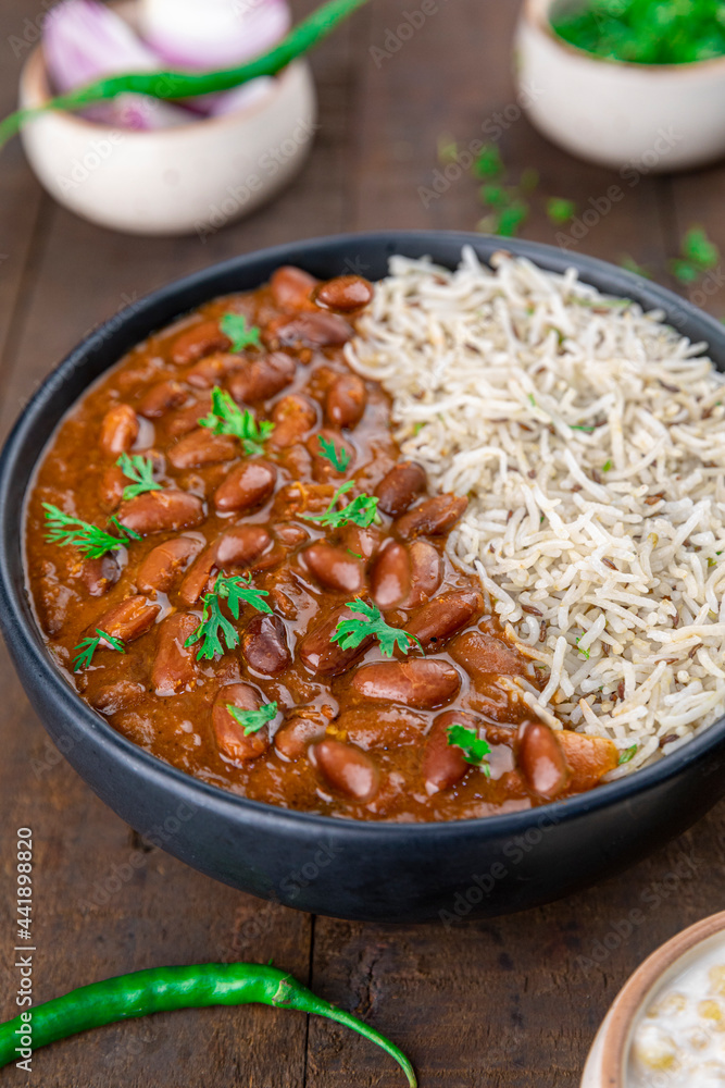 A hearty and comforting plate of rajma chawal.