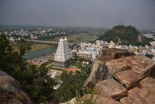 Panoramic view of the temple town of Srikalahasti.