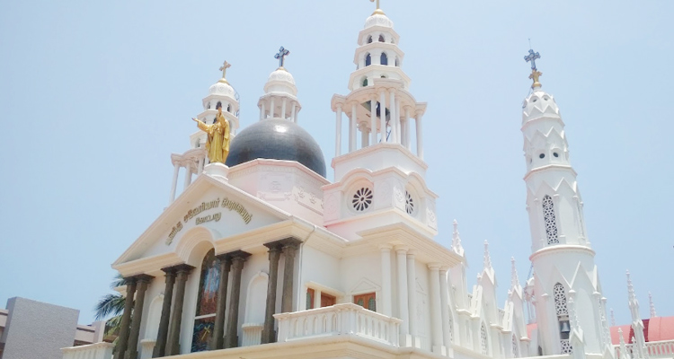 St. Xavier's Church, a classic white-painted church in Kanyakumari.