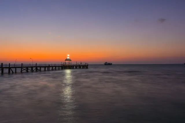 A spectacular and colorful sunset at the tip of Dhanushkodi in Rameshwaram.