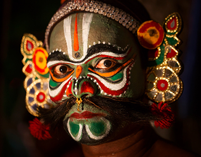 A vibrant street performance of Therukoothu, a traditional Tamil folk theatre.