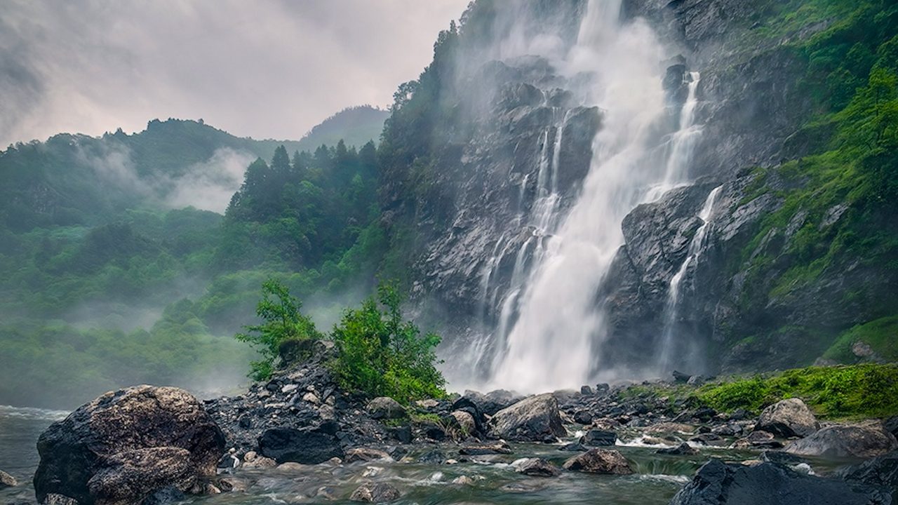 A beautiful and attractive waterfall in Northeast India.