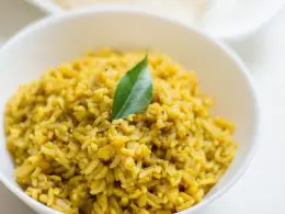 A serving of comforting lentils and rice dish, Arisi Paruppu Sadam.