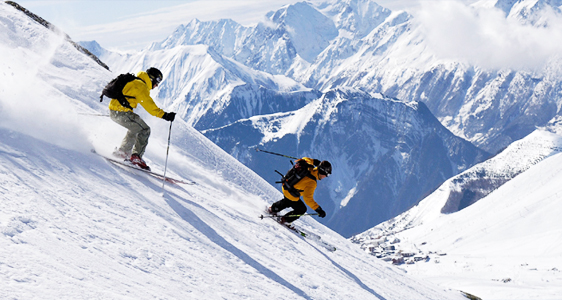 A skier on the slopes at the Auli Ski Resort, one of the premier places to visit in Auli.