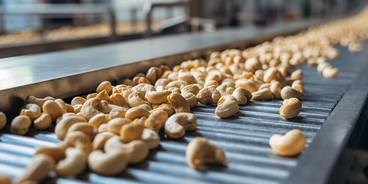 Workers processing raw cashews inside a local factory in Kollam.