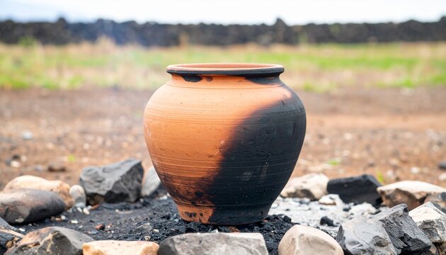 Traditional unglazed earthen clay pots, known as 'bhar,' used for setting Mishti Doi.