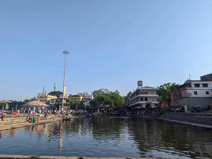 The serene Godavari Ghats, a central spiritual place to visit in Nashik.