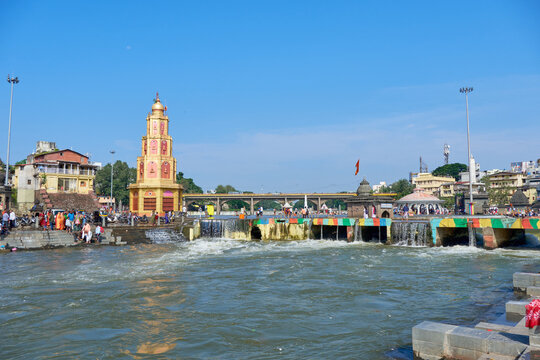 The holy Godavari River flowing through Nashik, a central spiritual and scenic place to visit.