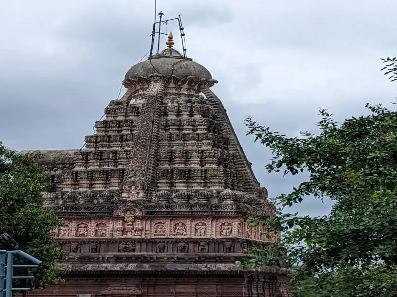 Grishneshwar Jyotirlinga temple stone shikhara (spire).