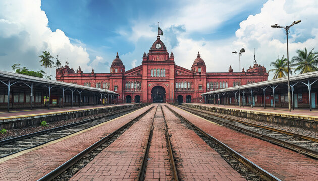 The grand colonial facade and bustling platform of Howrah Junction railway station in Howrah.