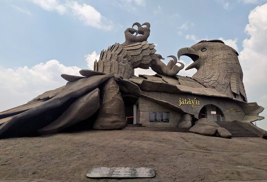 The giant Jatayu sculpture at Earth's Center, a premier adventure place to visit in Kollam.