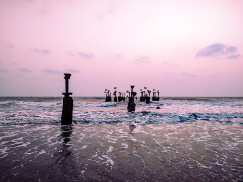 A scenic view of Kozhikode Beach, also known as Calicut Beach.