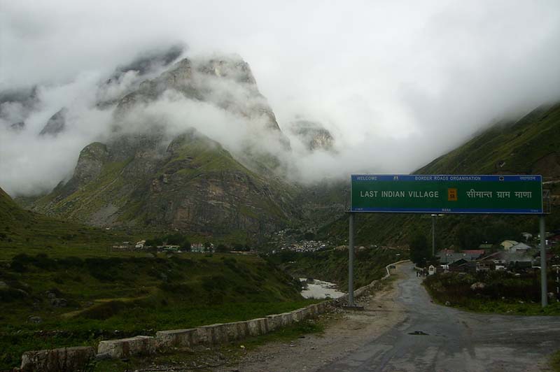 Stone houses and narrow lanes of Mana, India's last inhabited village near the Tibet border.