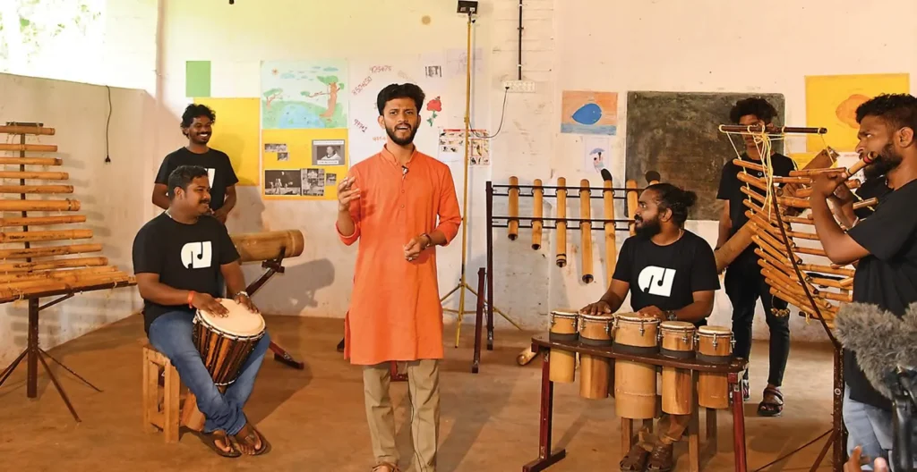 Artists performing Mappila Paattu, a traditional music form of Kozhikode.